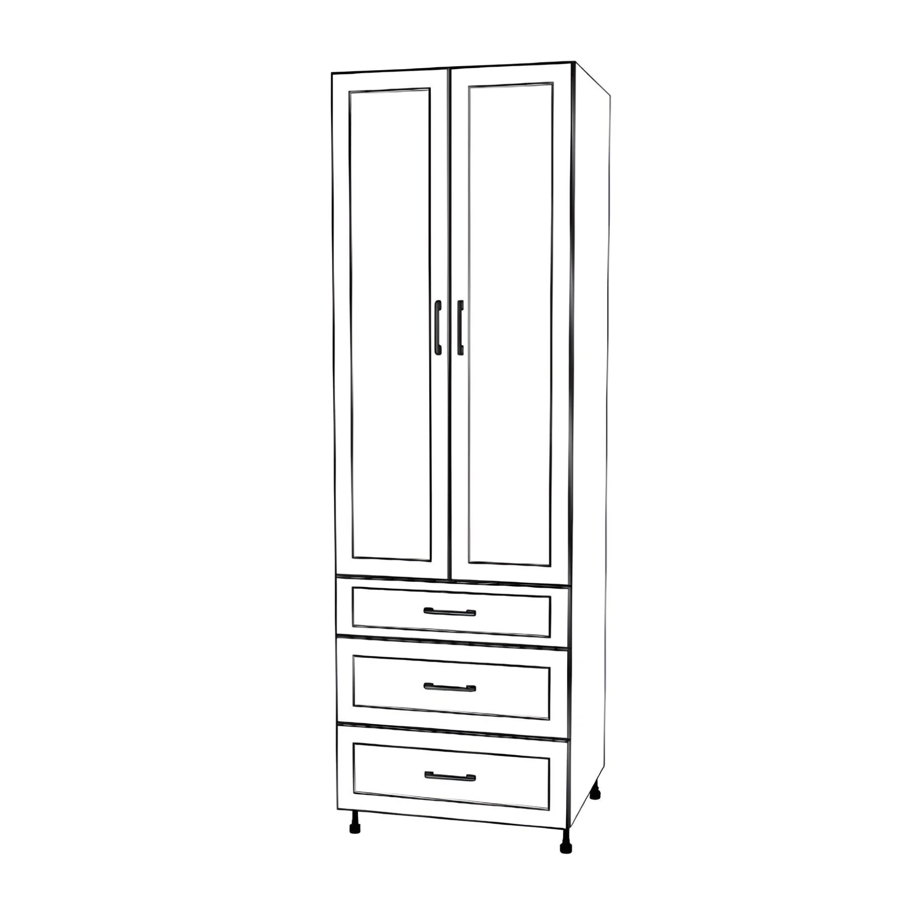 28" Wide Tall Pantry Cabinet with Drawers - Painted Doors