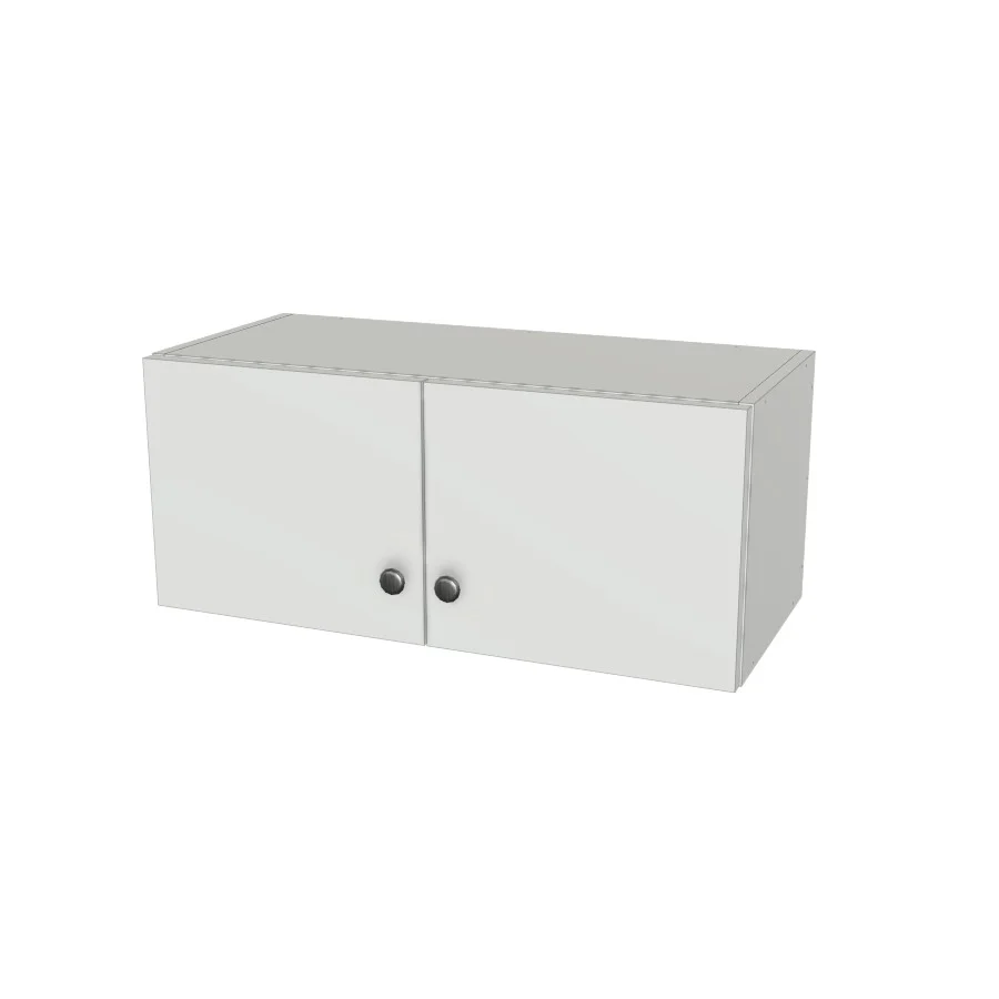 28" Wide x 12" High Wall Cabinet - (White Melamine Boxes - Flat Panel Doors)