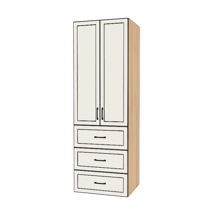 29" Wide Tall Pantry Cabinet with Drawer - (Hardrock Maple Melamine Boxes - Thermofoil Doors) 24 D