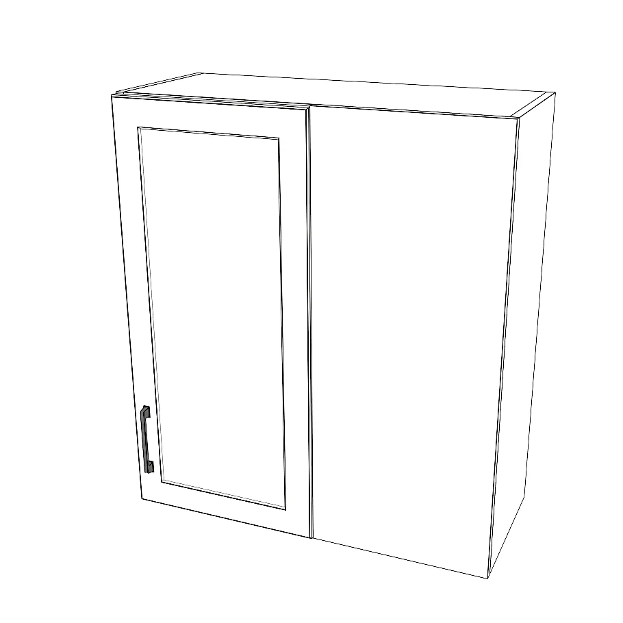 30" Wide 34" High Blind Corner Wall Cabinet - Door on Right/Left Side - Thermofoil Doors