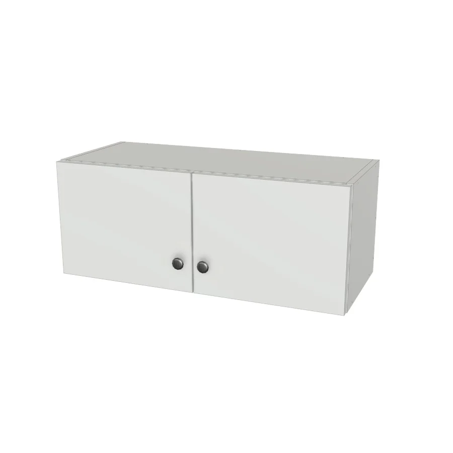 30" Wide x 12" High Wall Cabinet - (White Melamine Boxes - Flat Panel Doors)