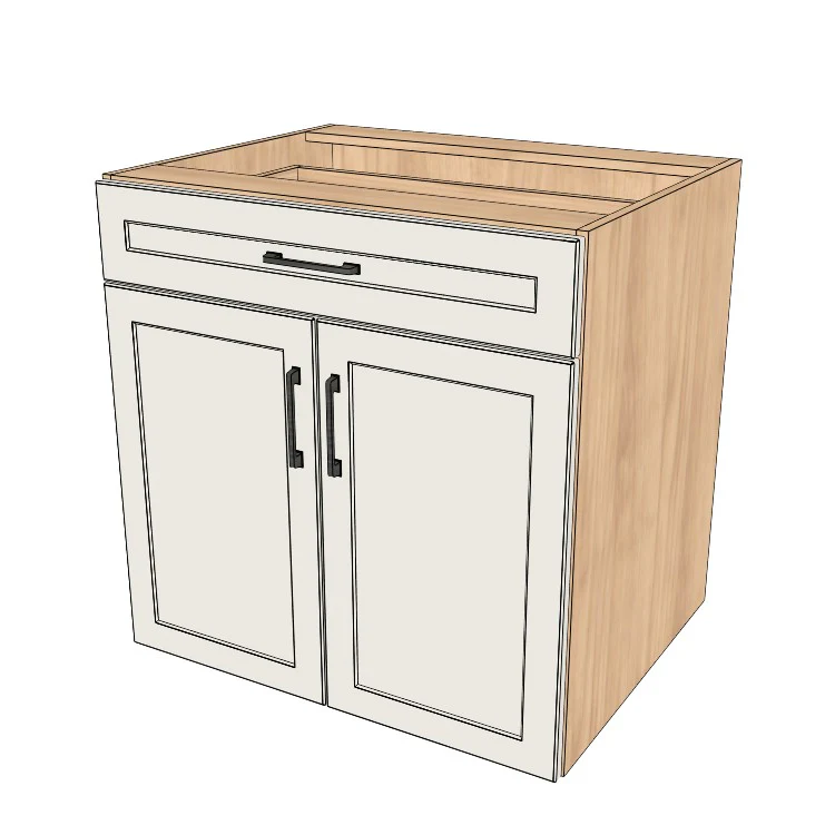 31" Wide Base Cabinet With Drawer On Top - (Hardrock Maple Melamine Boxes - Thermofoil Doors)