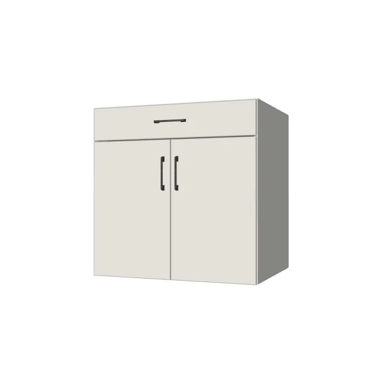 31" Wide Base Cabinet With Drawer On Top - (White Melamine Boxes - Flat Panel Doors)