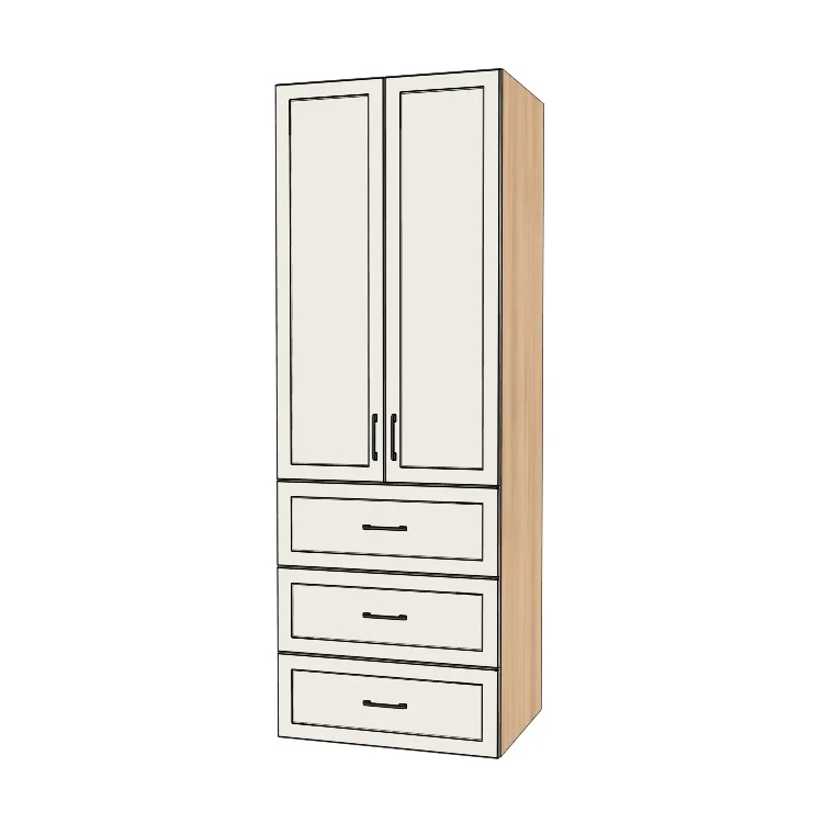 31" Wide Tall Pantry Cabinet with Drawer - (Hardrock Maple Melamine Boxes - Painted Doors) 24 D
