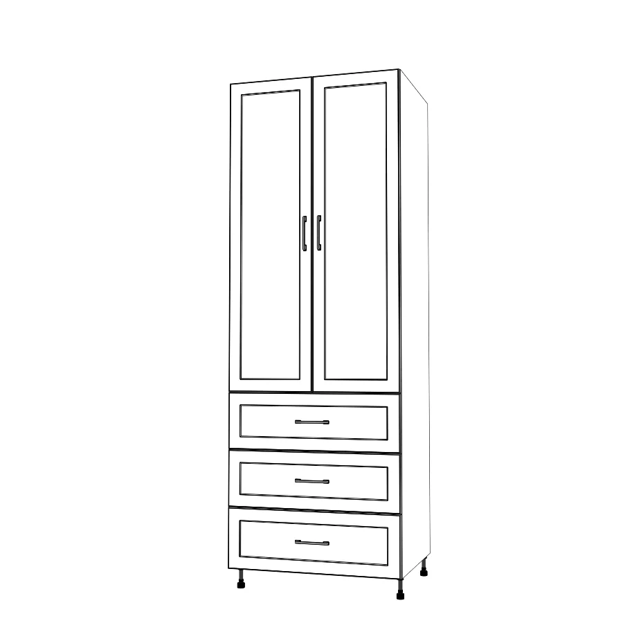 31" Wide Tall Pantry Cabinet with Drawers - Painted Doors