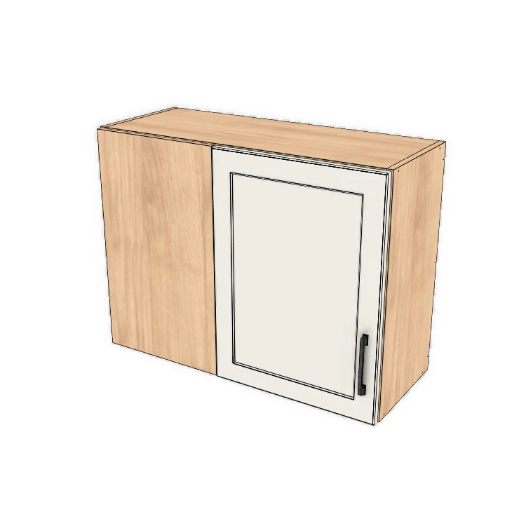 32" Wide 24" High Blind Corner Wall Cabinet - Door on Right/Left Side - (Hardrock Maple Melamine Boxes - Thermofoil Doors)