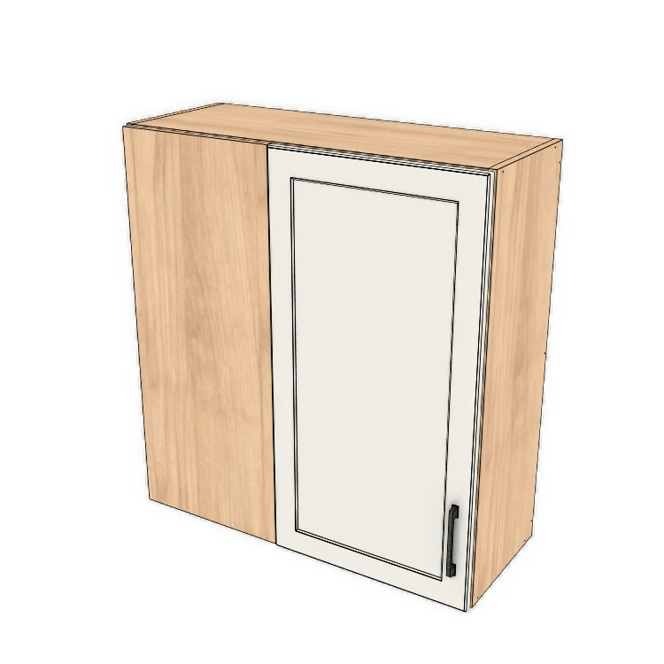 32" Wide 34" High Blind Corner Wall Cabinet - Door on Right/Left Side - (Hardrock Maple Melamine Boxes - Thermofoil Doors)