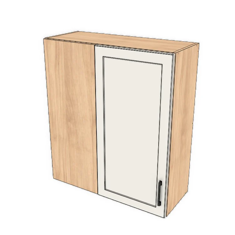 32" Wide 36" High Blind Corner Wall Cabinet - Door on Right/Left Side - (Hardrock Maple Melamine Boxes - Painted Doors)