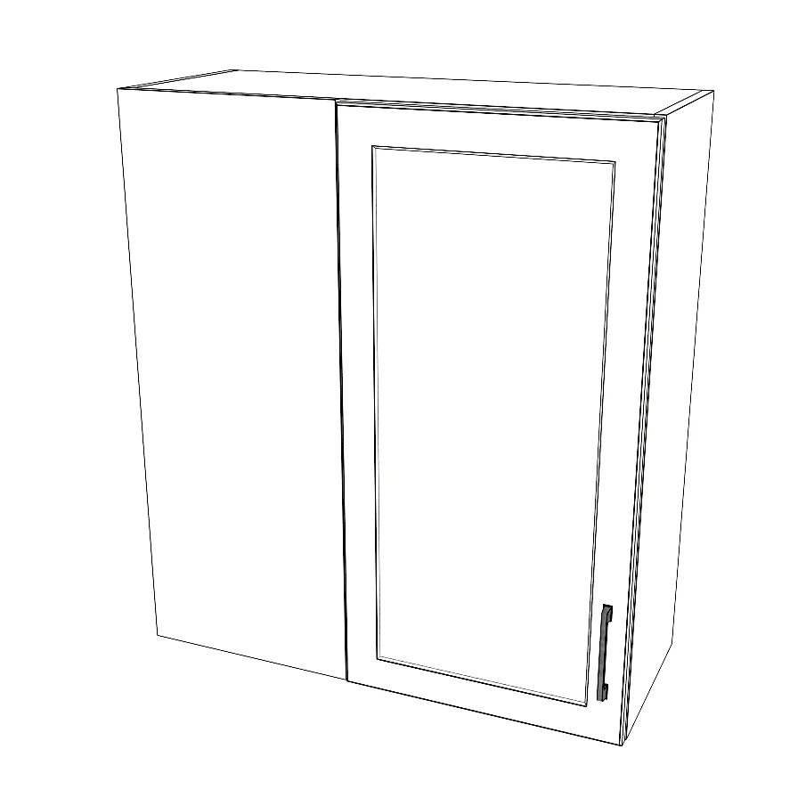 32" Wide 36" High Blind Corner Wall Cabinet - Door on Right Side - Painted Doors