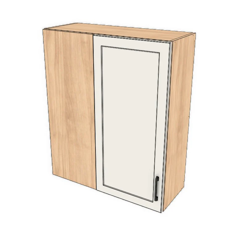 32" Wide 38" High Blind Corner Wall Cabinet - Door on Right/Left Side - (Hardrock Maple Melamine Boxes - Thermofoil Doors)