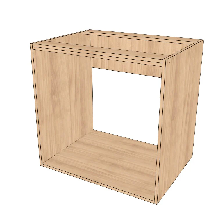 32" Wide Base Cabinet - Sink Cabinet - No Back - (Hardrock Maple Melamine Boxes - Painted Doors) - Image 2