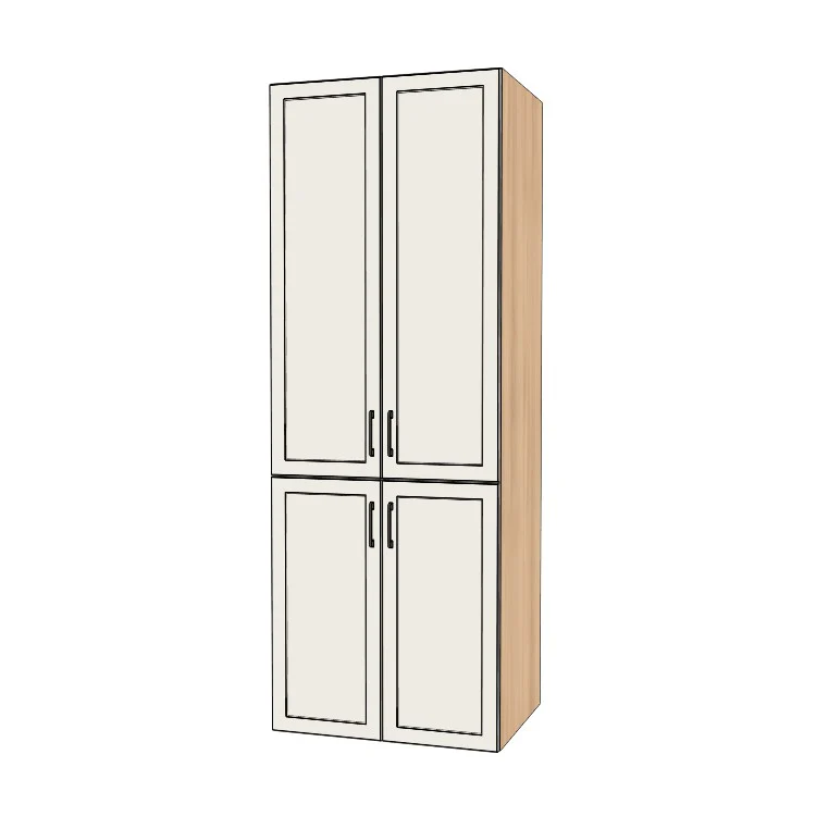 32" Wide Tall Pantry Cabinet - (Hardrock Maple Melamine Boxes - Painted Doors) 24 D