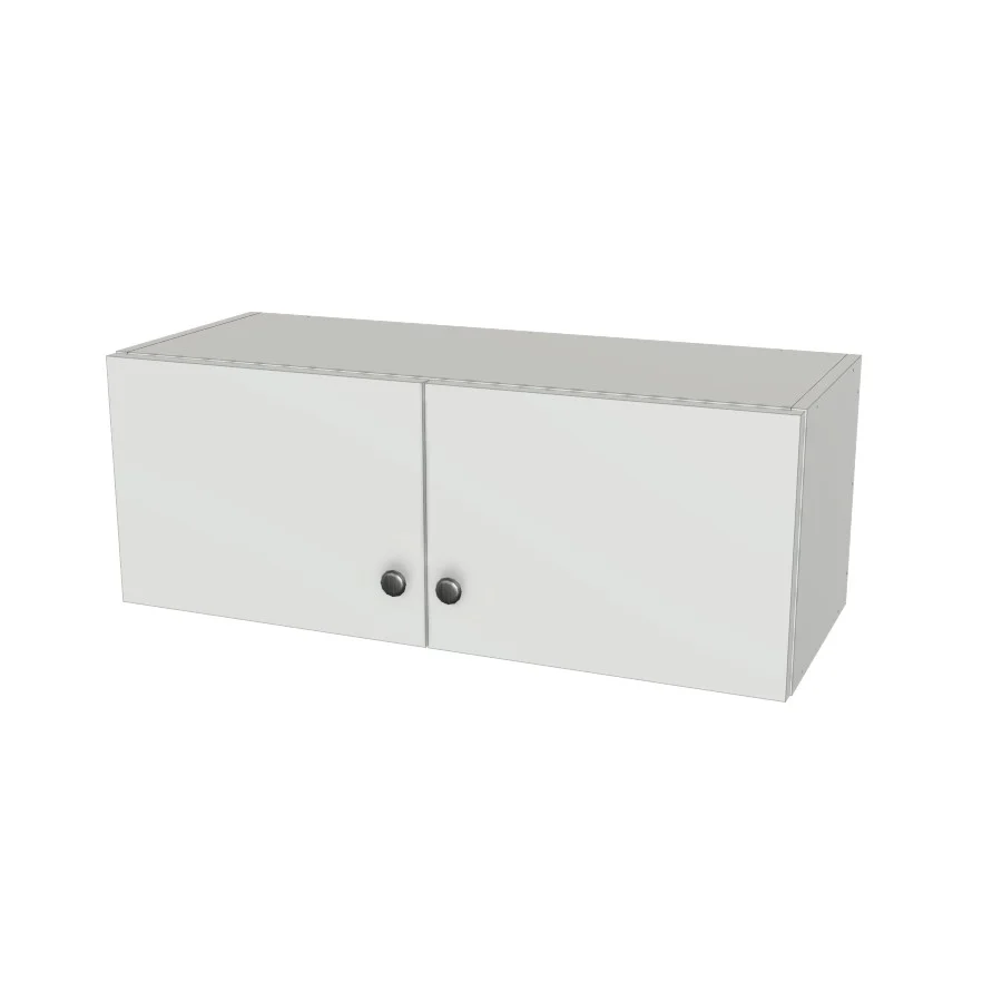 32" Wide x 12" High Wall Cabinet - (White Melamine Boxes - Flat Panel Doors)