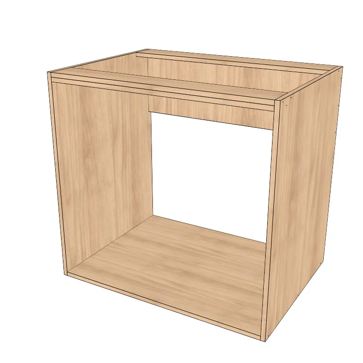 33" Wide Base Cabinet - Sink Cabinet - No Back - (Hardrock Maple Melamine Boxes - Painted Doors) - Image 2