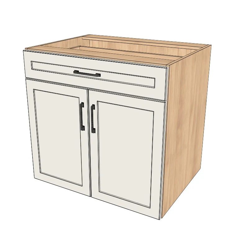 33" Wide Base Cabinet With Drawer On Top - (Ply Wood Boxes - Thermofoil Doors)
