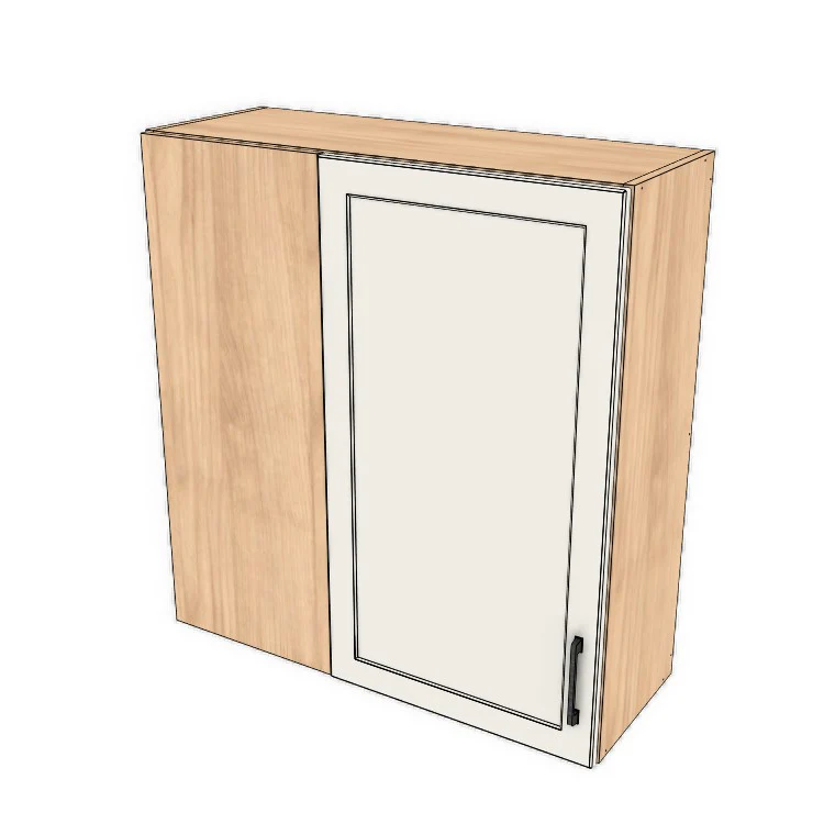 34" Wide 36" High Blind Corner Wall Cabinet - Door on Right/Left Side - (Hardrock Maple Melamine Boxes - Thermofoil Doors)