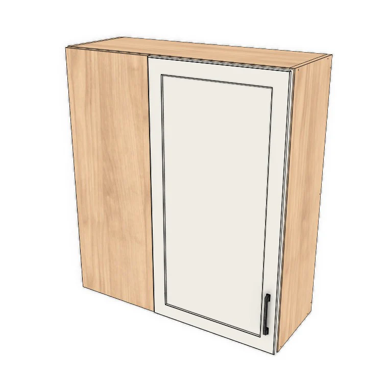 34" Wide 38" High Blind Corner Wall Cabinet - Door on Right/Left Side - (Hardrock Maple Melamine Boxes - Thermofoil Doors)