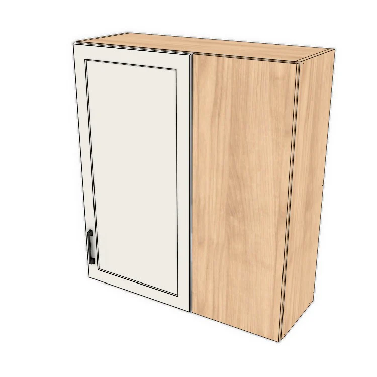 34" Wide 38" High Blind Corner Wall Cabinet - Door on Right/Left Side - (Hardrock Maple Melamine Boxes - Thermofoil Doors) - Image 2