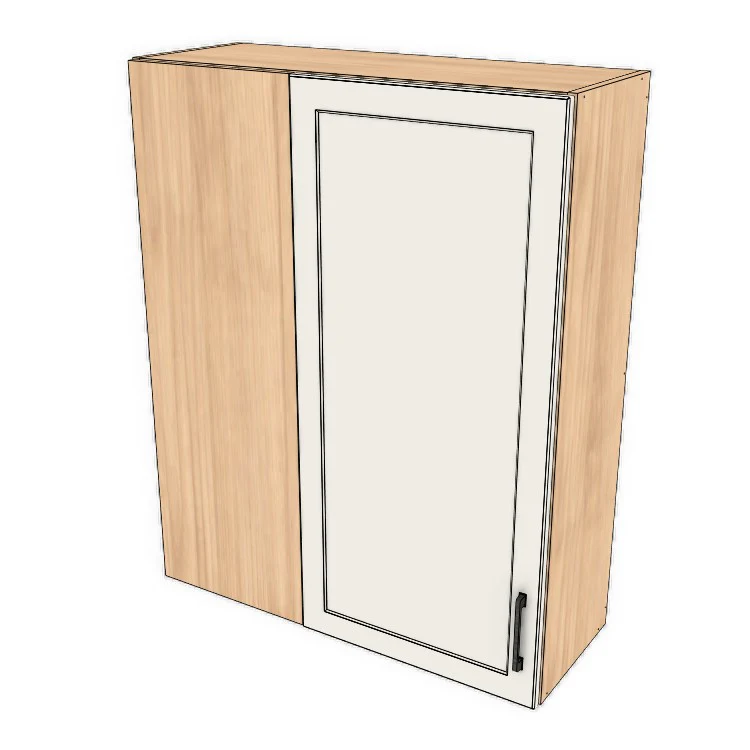 34" Wide 42" High Blind Corner Wall Cabinet - Door on Right/Left Side - (Hardrock Maple Melamine Boxes - Thermofoil Doors)