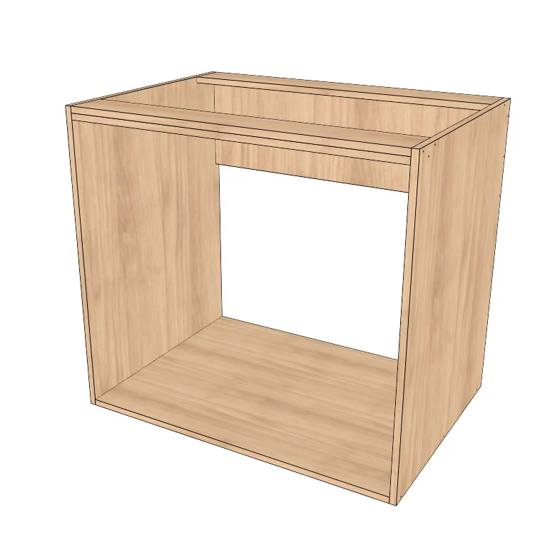 34" Wide Base Cabinet - Sink Cabinet - No Back - (Hardrock Maple Melamine Boxes - Painted Doors) - Image 2