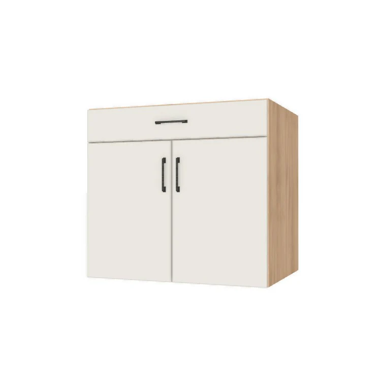34" Wide Base Cabinet With Drawer On Top - (Hardrock Maple Melamine Boxes - Flat Panel Doors)