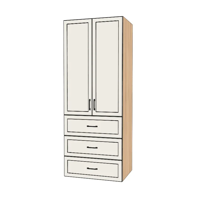 34" Wide Tall Pantry Cabinet with Drawer - (Hardrock Maple Melamine Boxes - Thermofoil Doors) 24 D
