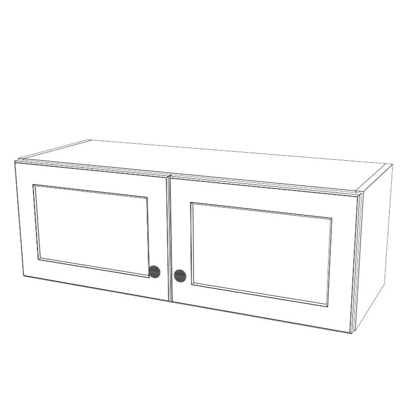 34" Wide x 12" High Wall Cabinet - (White Melamine Cabinets - Painted Doors)