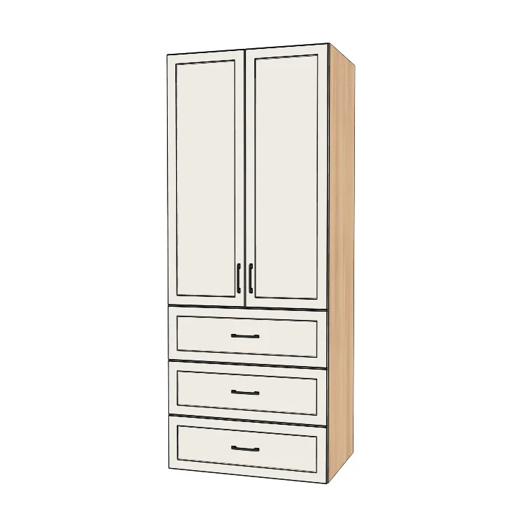 35" Wide Tall Pantry Cabinet with Drawer - (Hardrock Maple Melamine Boxes - Painted Doors) 24 D