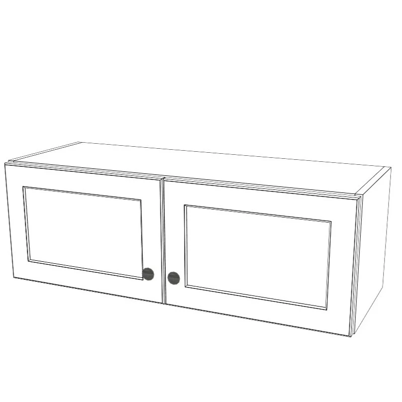35" Wide x 12" High Wall Cabinet - (White Melamine Cabinets - Painted Doors)