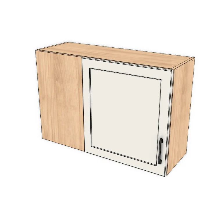 36" Wide 24" High Blind Corner Wall Cabinet - Door on Right/Left Side - (Hardrock Maple Melamine Boxes - Thermofoil Doors)