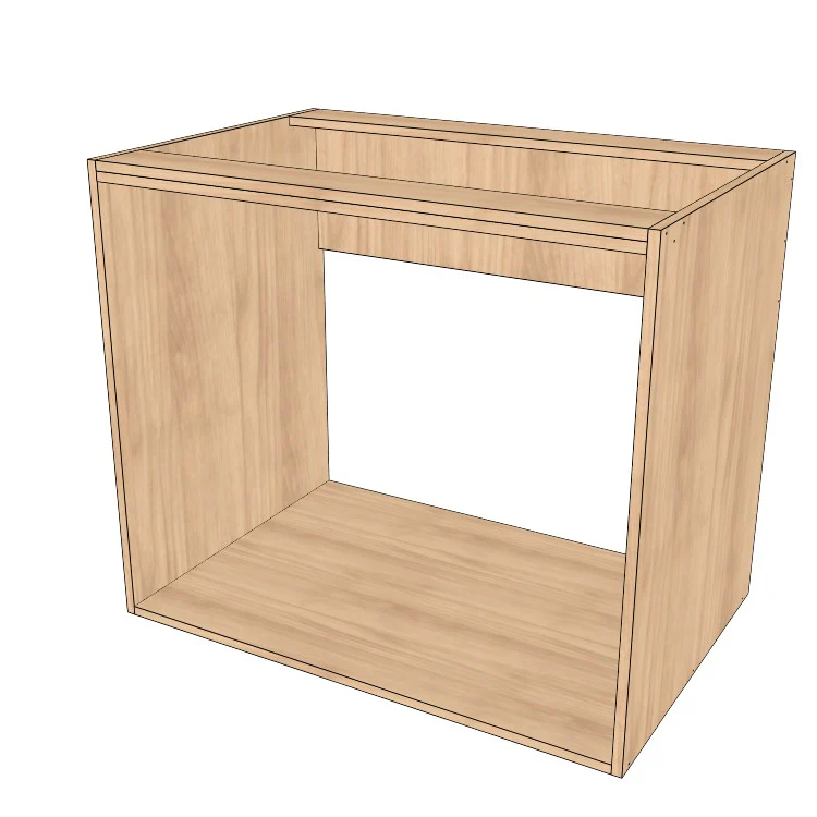 36" Wide Base Cabinet - Sink Cabinet - No Back - (Hardrock Maple Melamine Boxes - Painted Doors) - Image 2