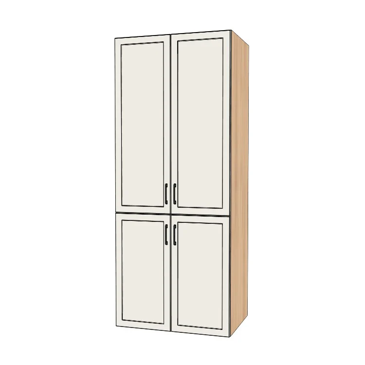 36" Wide Tall Pantry Cabinet - (Hardrock Maple Melamine Boxes - Thermofoil Doors) 24 D