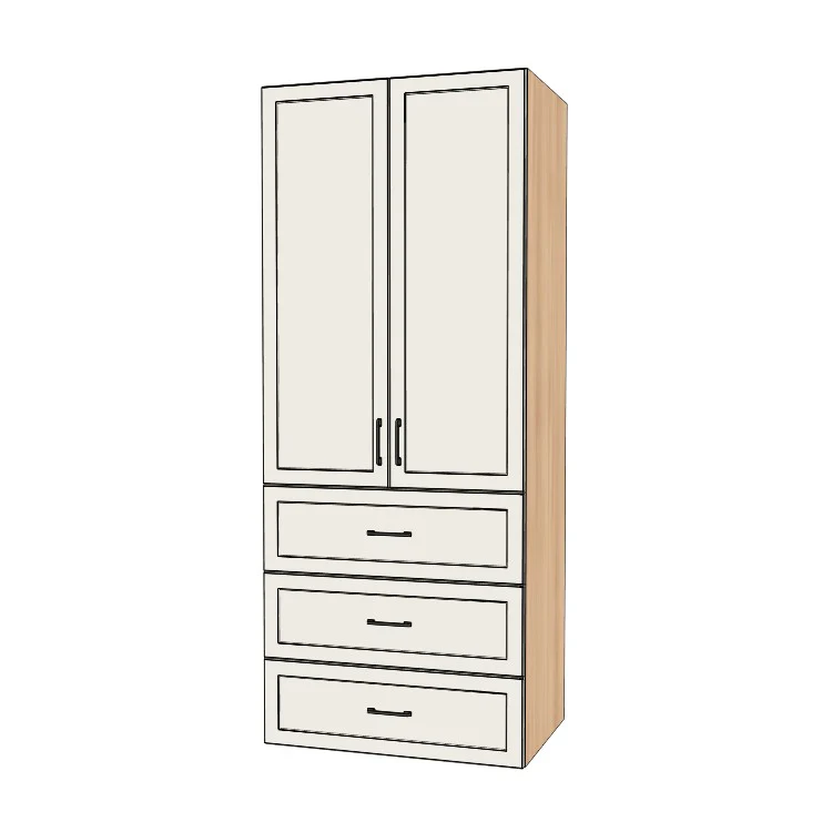 36" Wide Tall Pantry Cabinet with Drawer - (Hardrock Maple Melamine Boxes - Painted Doors) 24 D