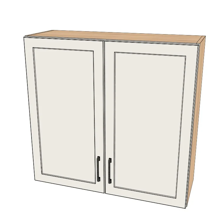 36" Wide x 34" High Wall Cabinet - (Hardrock Maple Melamine Boxes - Painted Doors)