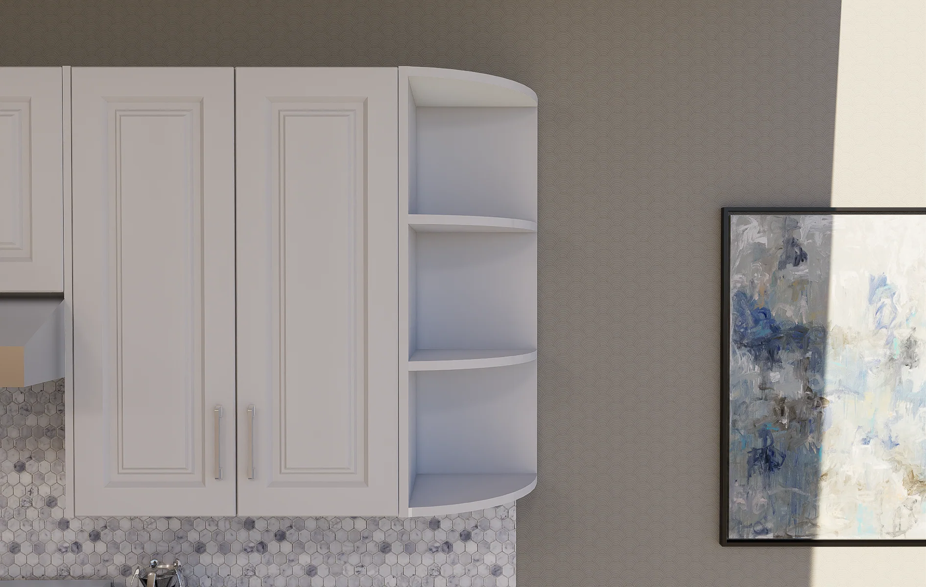 Corner Open Shelf Cabinet - Rounded - Image 3