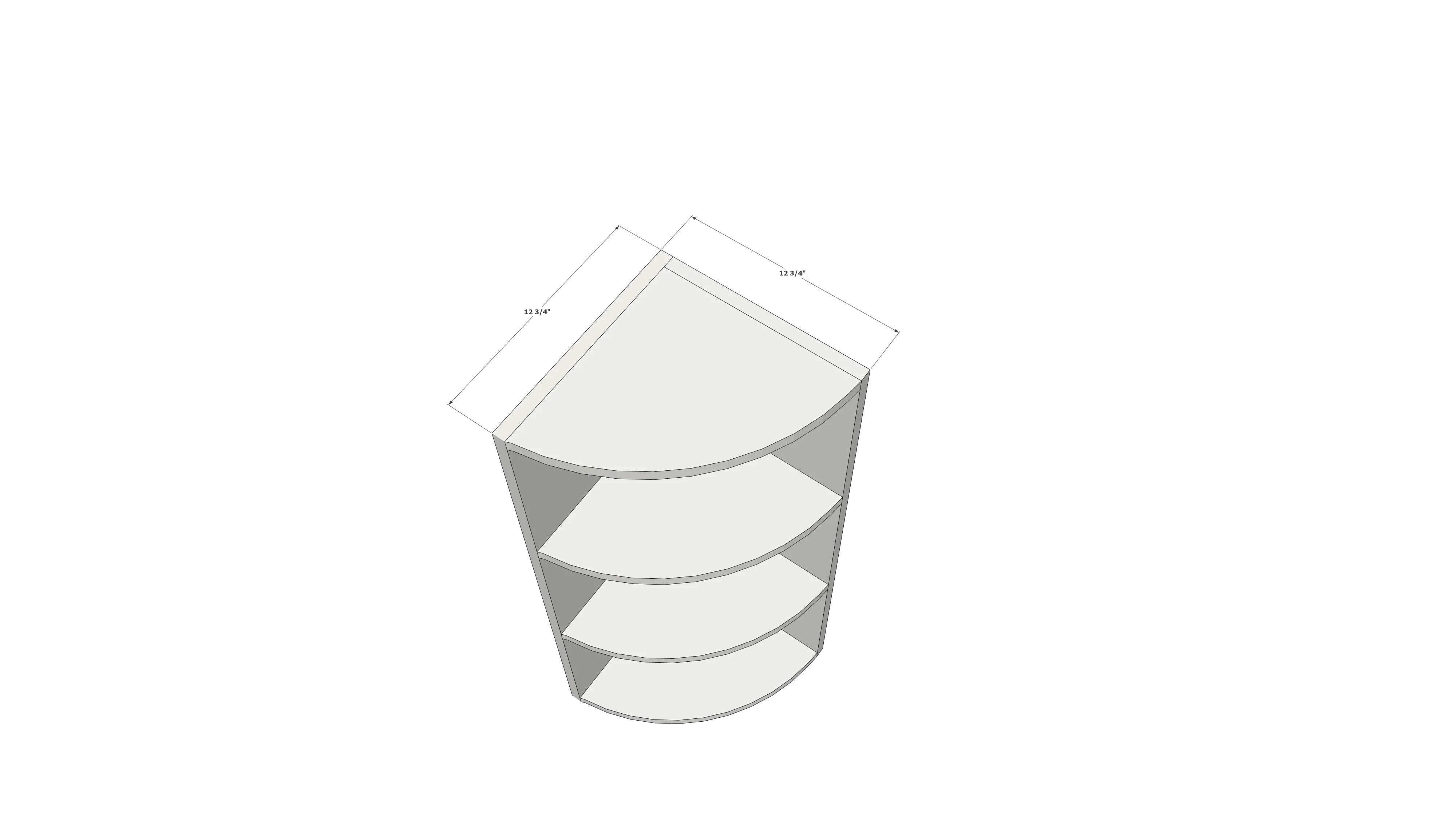 Corner Open Shelf Cabinet - Rounded - Image 4